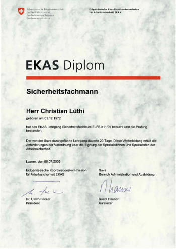 EKAS Diplom Arbeitssicherheit